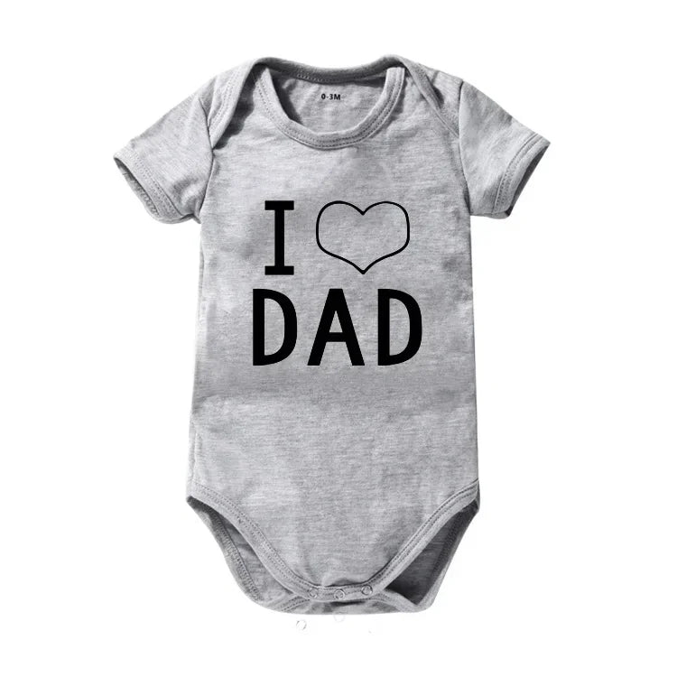 Pure Cotton “I Love Mom” & “I Love Dad” Newborn Rompers - Matching Baby Bodysuits for Twins, Summer Clothes for 0-24 Months