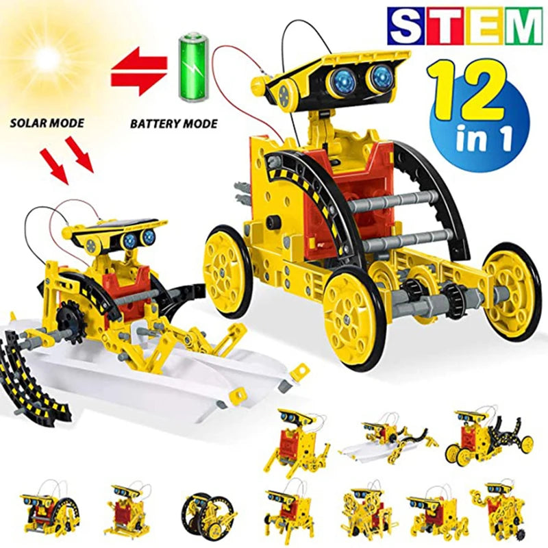 12-in-1 Solar Robot Science Kit - DIY Educational Building Toy, STEM Learning Tool for Kids