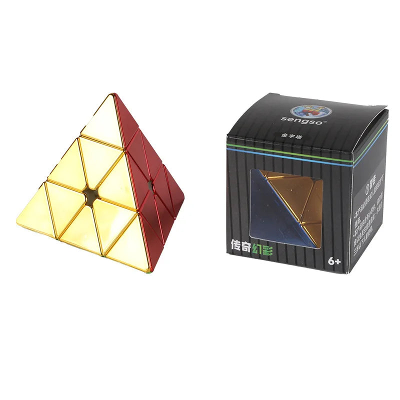 Shengshou Metal Magnetic 3x3 Magic Speed Cube, Stickerless, Professional Fidget Toy, Sengso Legend Electroplate Cubo Magico Puzzle