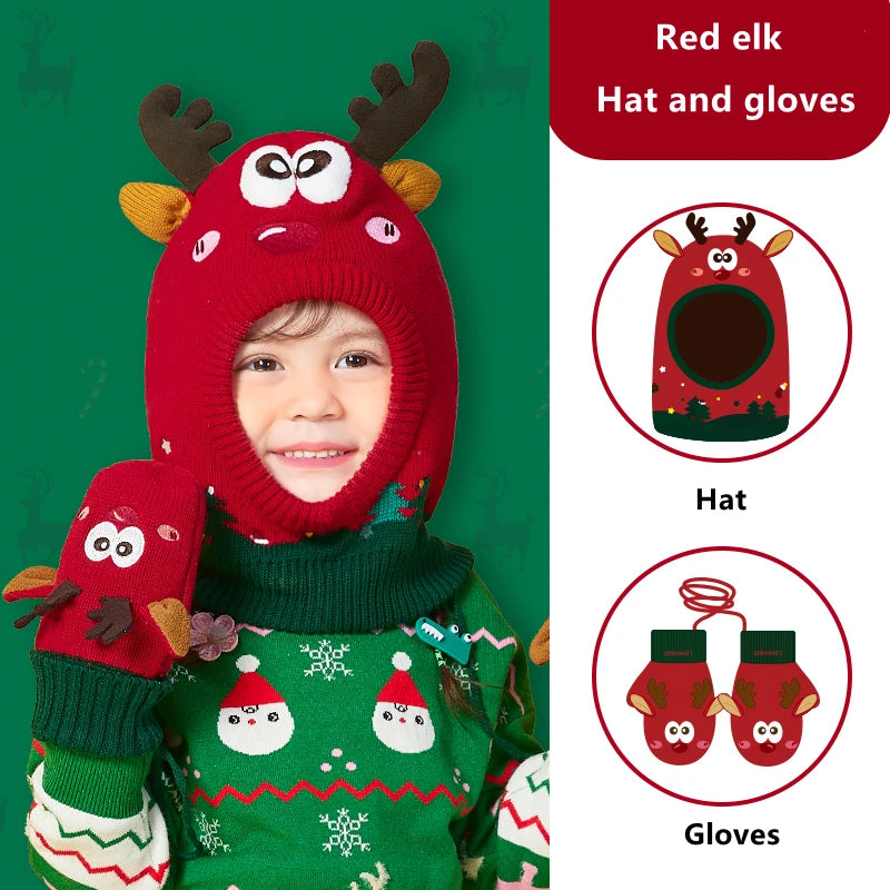 Kids Hat, Scarf & Gloves Set – 3D Dinosaur & Unicorn Modeling, Winter Windproof Knitted Beanie Cap for Baby Girls & Boys, Warm Kids Accessories