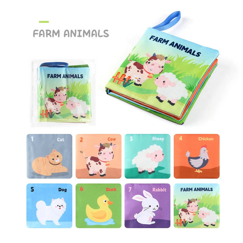 Soft Baby Books Toys - Montessori 3D Touch and Feel High Contrast Cloth Book, Sensory Early Learning Games for Kids, Educational Toys
