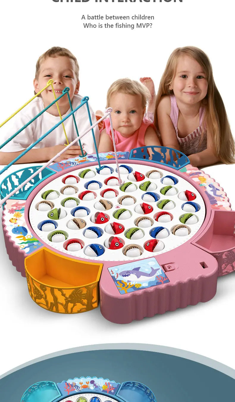 Children’s Electric Fishing Toy – Rotating Fish Interactive Board Game with Music, Parent-Child Skills Development
