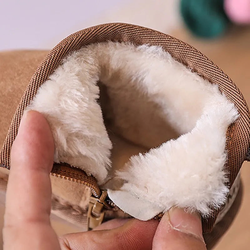 Winter Baby Snow Boots Warm Plush Leather Shoes Non-Slip Toddler Boots