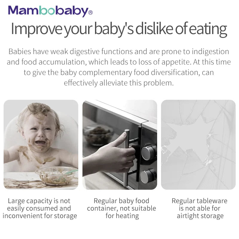 Baby Complementary Feeding Food Container with Sealing Cap - BPA-Free Glass Jar, Portable Food Storage & Mambobaby Formula Storage Box