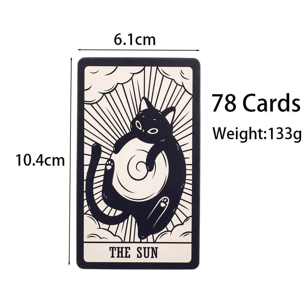 Kitten Tarot Deck - 78 Pieces, Cute Black & White, Beginner-Friendly Fortune Telling & Board Game Kit