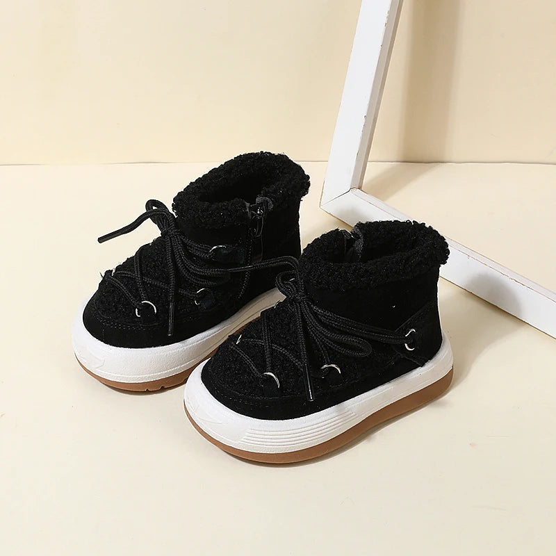 Warm Baby Boots with Plush Lining and Rubber Sole for Toddlers and Kids
