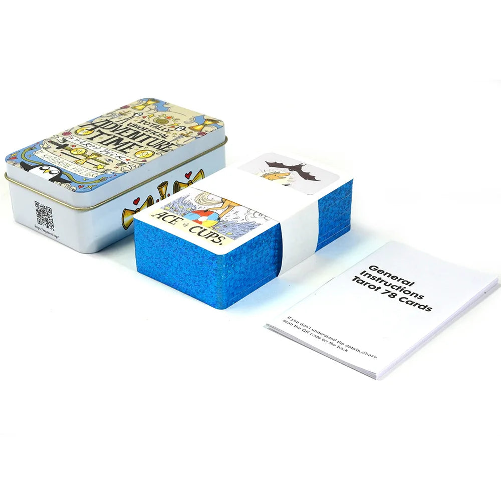 High-Quality Tin Box Tarot Cards - Light Seers Tarot and Adventure Time Tarot, Fate Divination Decks for Family Party Use