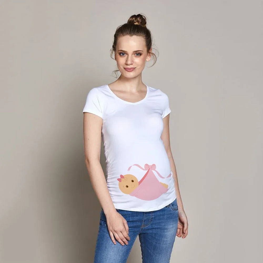 Women Pregnancy T-shirt It's A Girl Baby Print Pregnant Maternity T-shirts Funny Pregnant Women Summer Tees Tops