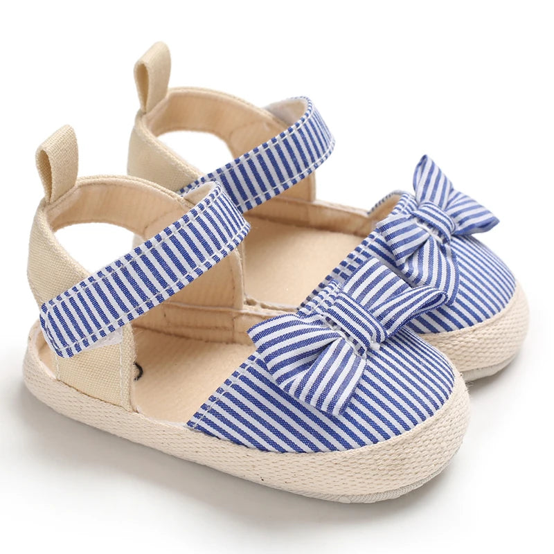 Summer Girl Baby Casual Sandals – Soft Sole Lightweight Walking Shoes with Bow Canvas