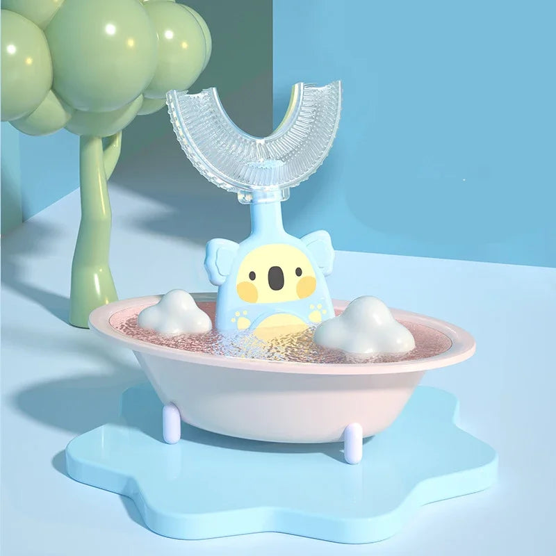 Baby 360 Degree U-Shaped Toothbrush - Soft Silicone Cartoon Penguin Koala Children Oral Care