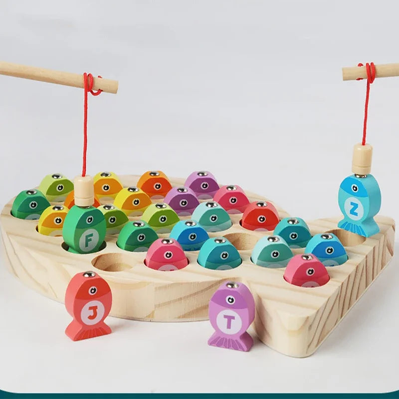 Wooden Children’s Fishing Toys – Montessori Early Education, Number & Alphabet Learning Game