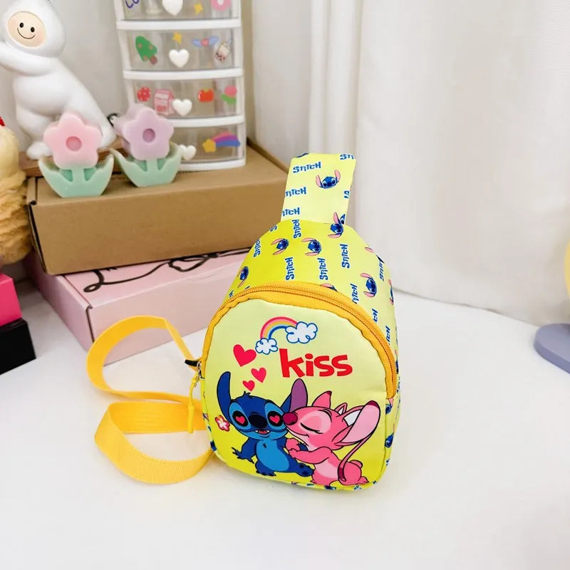 Kawaii Stitch Disney Girls Chest Bag – Cute Mini Outdoor Shoulder Bag for Boys & Girls, Children Zipper Waist Bag, Xmas Gift - Kidzy Market