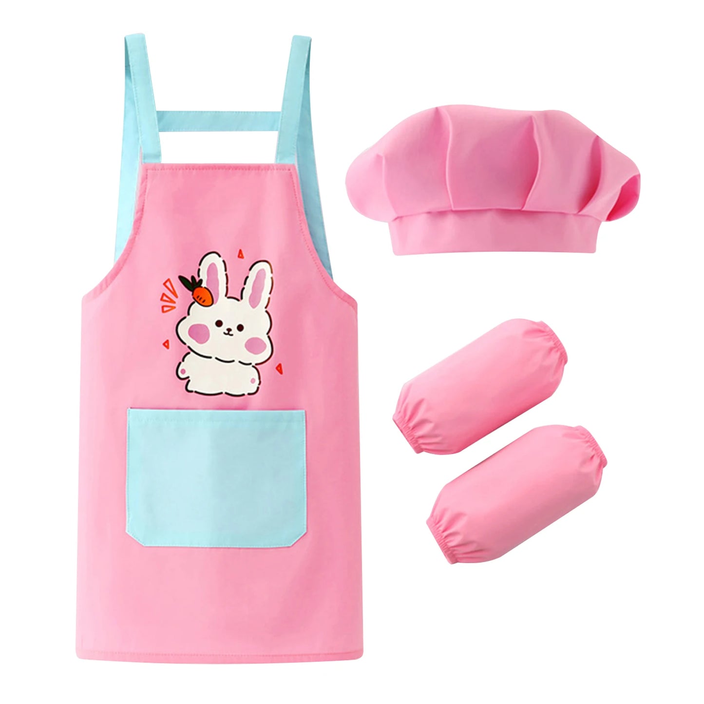 Kids Waterproof Apron Set for Cooking, Baking & Drawing | Includes Chef Hat, Arm Sleeves & Cover Bib - Perfect Cosplay & Artist Costume - Kidzy Market