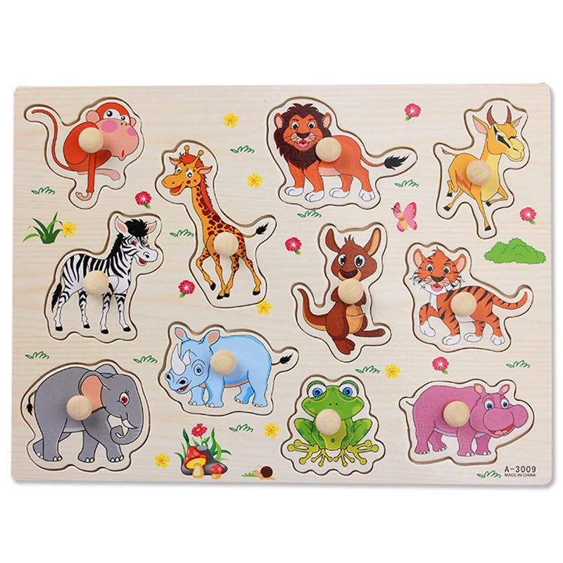 Montessori Wooden Puzzle Board – Animal Cognition Educational Toy for Kids 1-3 Years