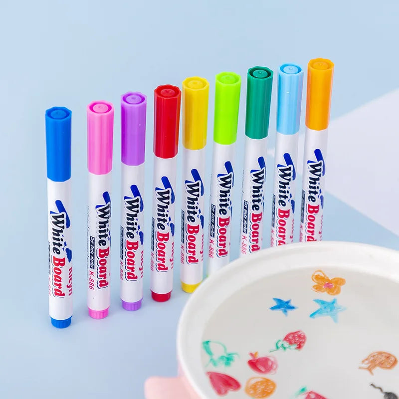 Water Floating Pen Set – Magical Ink Pens with Spoon and Floating Chalk for Graffiti and Water Painting Art, Educational Toy for Kids