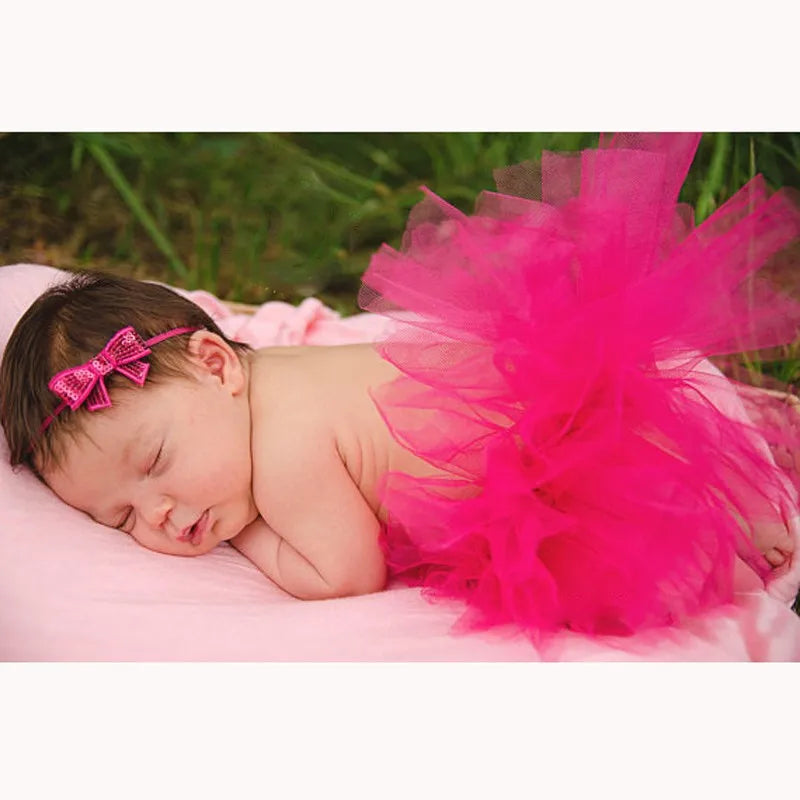 Baby Tutu Skirt Newborn Photography Prop – Cute Princess Infant Outfit with Flower Headband Accessories for Baby Girls Dress