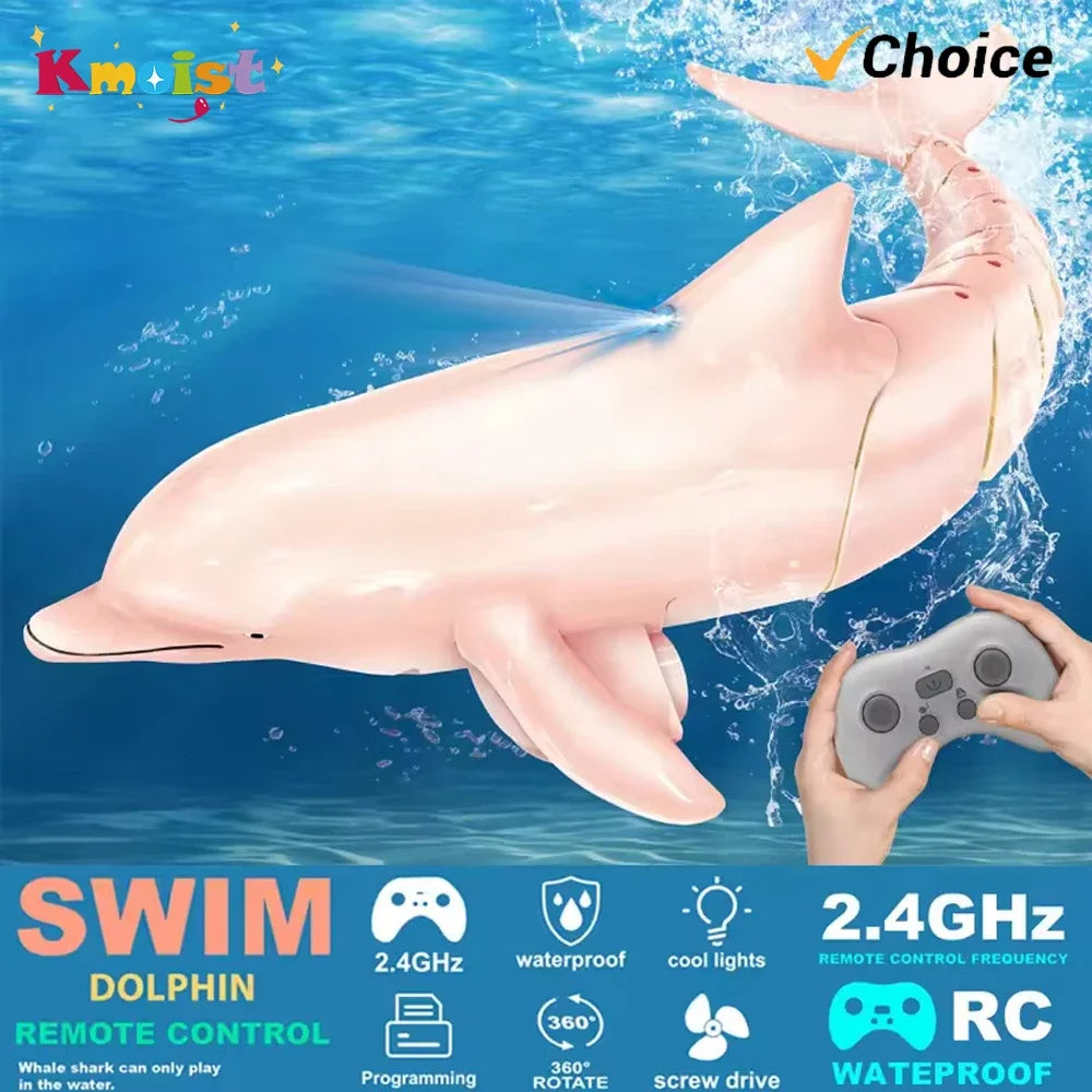 2.4G RC Dolphin Fish Toy – Waterproof Remote Control Electric Swimming Animal for Kids