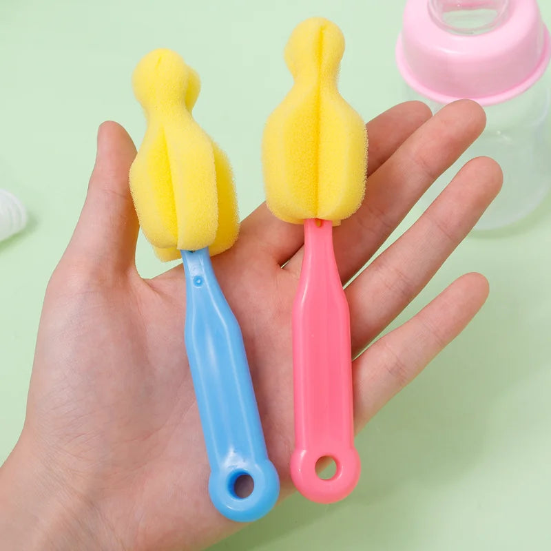 Sponge Nipple Cleaning Brush – Long Handle Baby Pacifier & Straw Scrubber, 360° Glass Cup & Kitchen Cleaning Tool