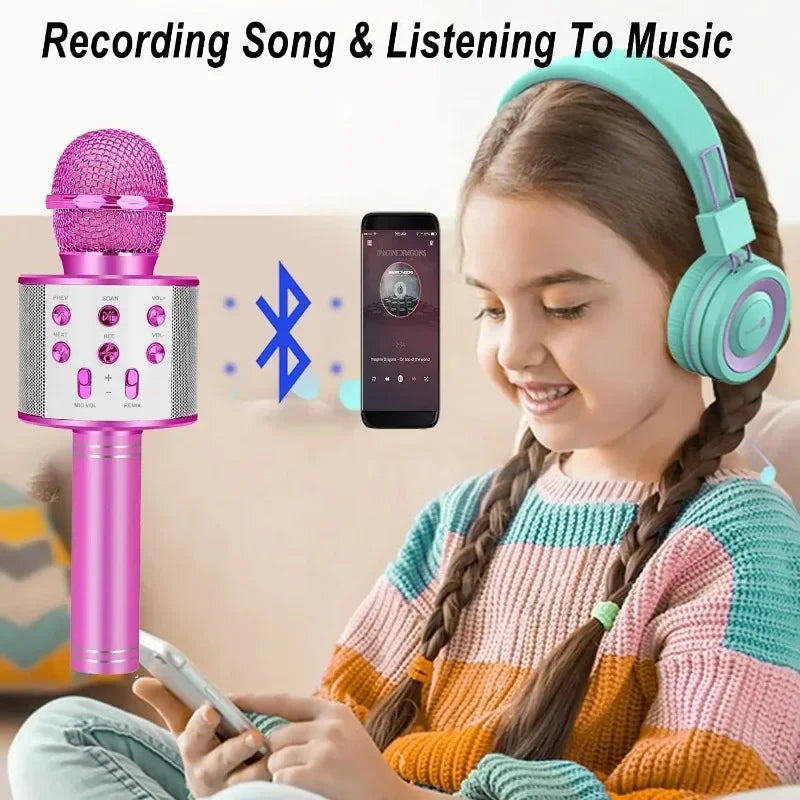 Kids Microphone Toy for Singing – Wireless Bluetooth Karaoke Microphone for Adults and Kids, Fun Birthday Party Gift for Boys and Girls