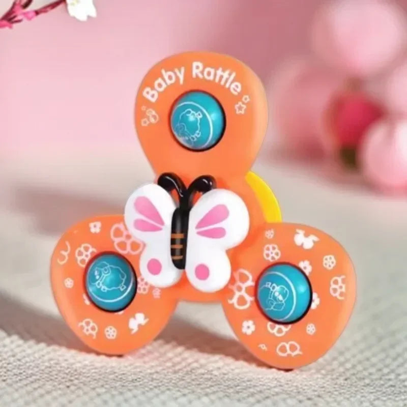 Suction Cup Spinner Toy Set – 3PCS Windmill Cartoon Animal Hand Spinning Toys, Sensory Bath Toys for Babies and Toddlers, Birthday Gift