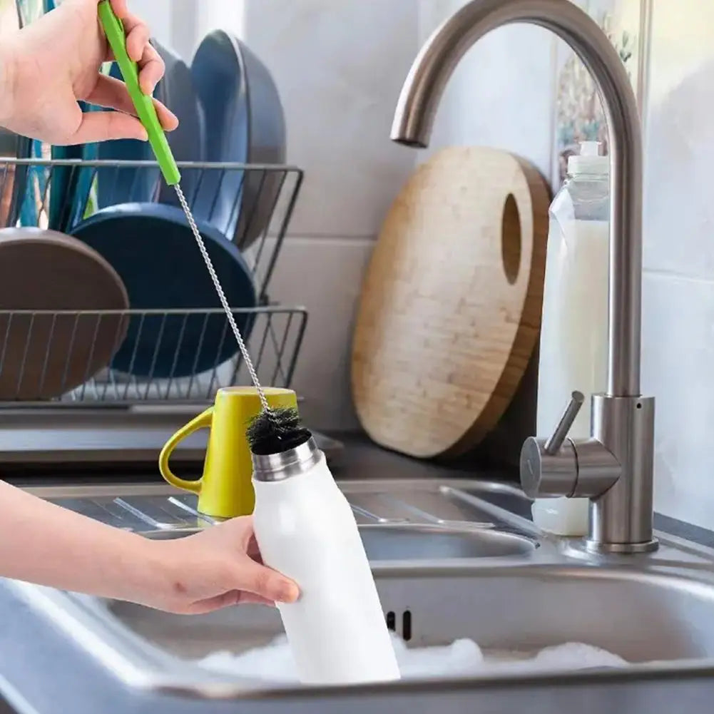 Long Handle Bottle Brush – Wineglass, Drink Bottle & Cup Cleaner, Soda Stream & Glassware Jar Cleaning Tool for Kitchen