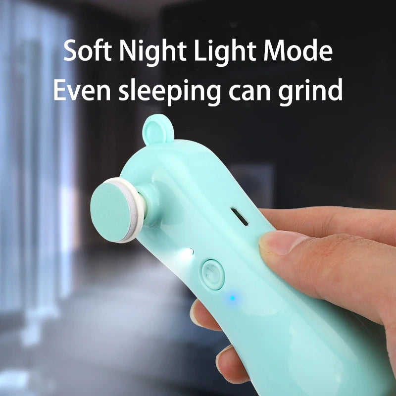 Baby Nail Grinder – Rabbit & Bear Rechargeable Anti-Clamping Nail Clippers, Electric Nail Grinder Set for Newborn Care