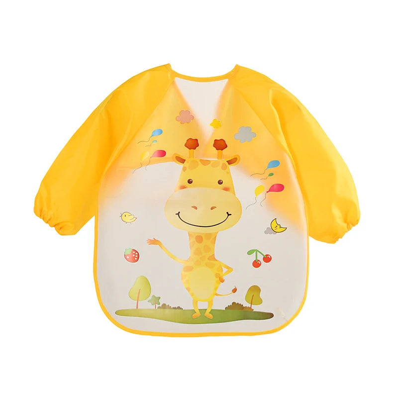 0-3 Years Baby EVA Waterproof Anti-Dirty Bib – Long Sleeve Strap Coat with Cute Cartoon Pattern, Dirt-Proof Soft Feeding Bib & Burp Cloth - Kidzy Market