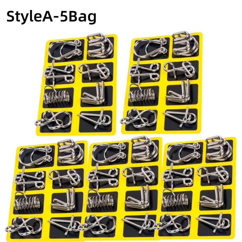 8Pcs/Set Metal Montessori Puzzle Wire - IQ Mind Brain Teaser - Interactive Game for Children & Adults - Educational Toy