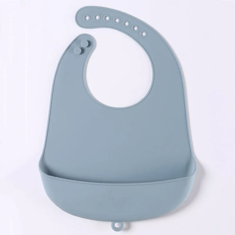 1-Piece Silicone Baby Bib – Waterproof Solid Feeding Bib for Toddlers, Boys & Girls, Saliva-Proof Lunch Apron - Kidzy Market