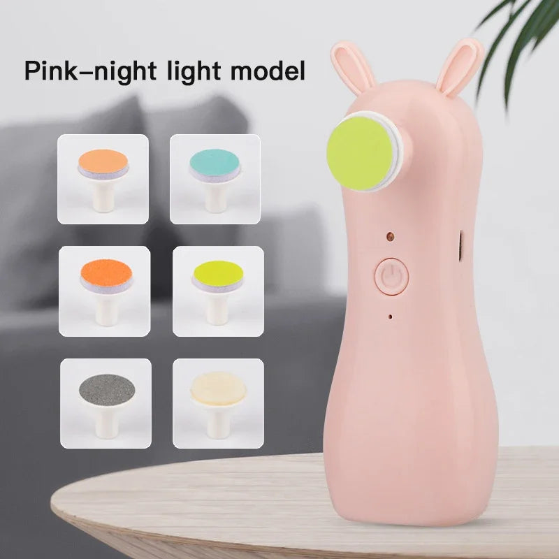 Baby Nail Grinder – Rabbit & Bear Rechargeable Anti-Clamping Nail Clippers, Electric Nail Grinder Set for Newborn Care