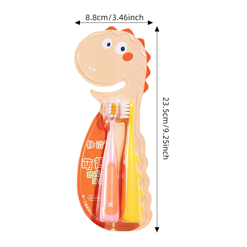 2/Box Dinosaur Toothbrush, Soft Bristle, High Density Brush Wire, Manual Toothbrush for Kids Oral Care