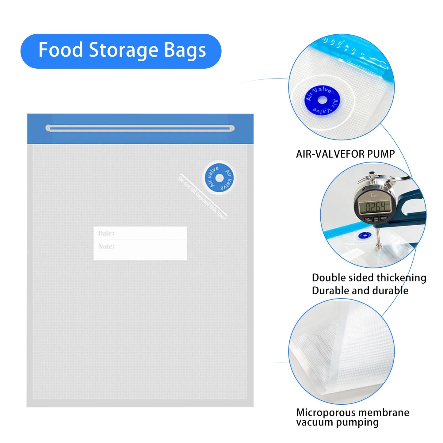 20/10pcs Vacuum Sealed Food Storage Bags – Reusable Household Compression Bags for Snacks, Kitchen Accessories