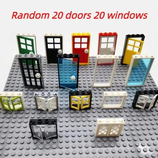 MOC House Doors and Windows Building Blocks – Compatible with Classic City Friends Sets for Kids