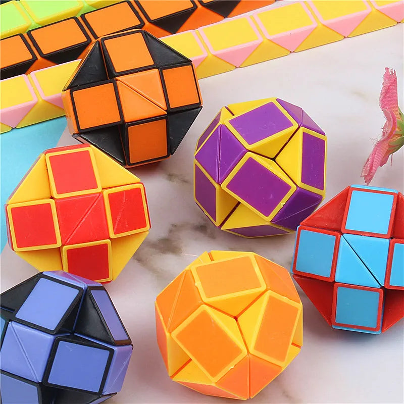 6pcs Folding Magic Snake Ruler Puzzle, Antistress Cube, Educational Toy for Kids, Birthday Party Favors, Goodie Bags, School Reward