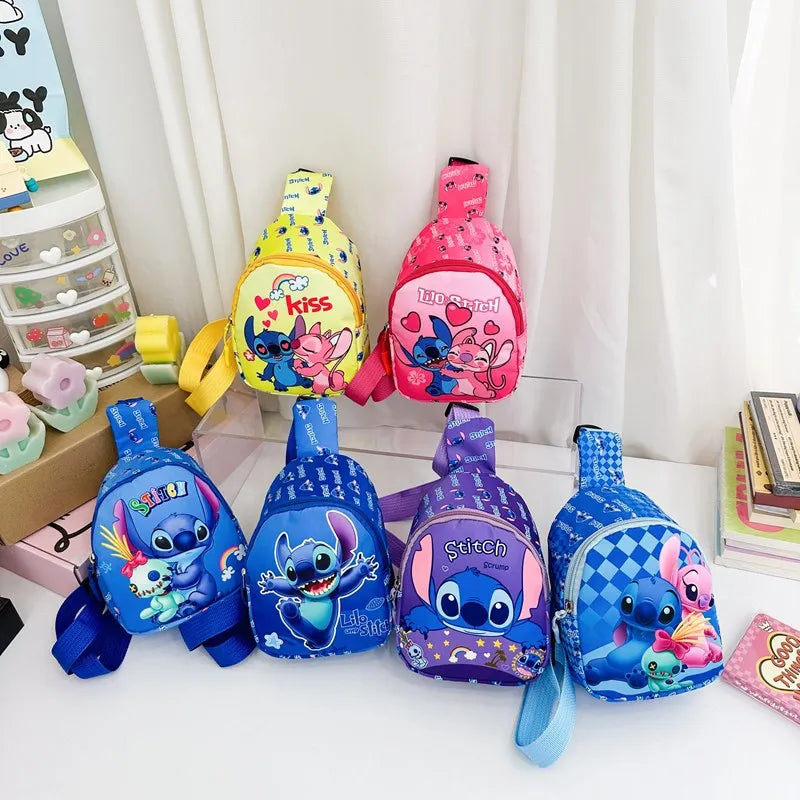 Kawaii Stitch Disney Girls Chest Bag – Cute Mini Outdoor Shoulder Bag for Boys & Girls, Children Zipper Waist Bag, Xmas Gift - Kidzy Market