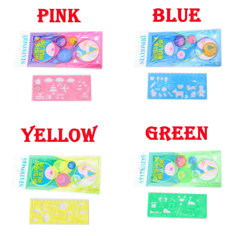 Geometry Spirograph Drawing Stencil Set – Painting Template and Ruler Art Craft for Kids, Creative Educational Toy with Flower Designs