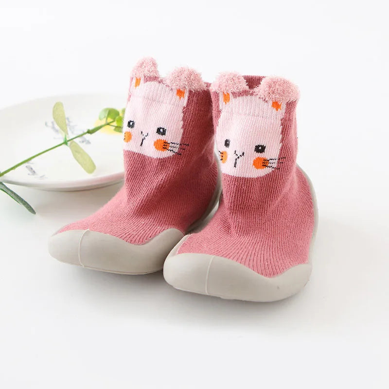 Baby First Walker Shoes – Soft Rubber Sole Non-Slip Knit Booties for Infants & Toddlers (Boys & Girls)