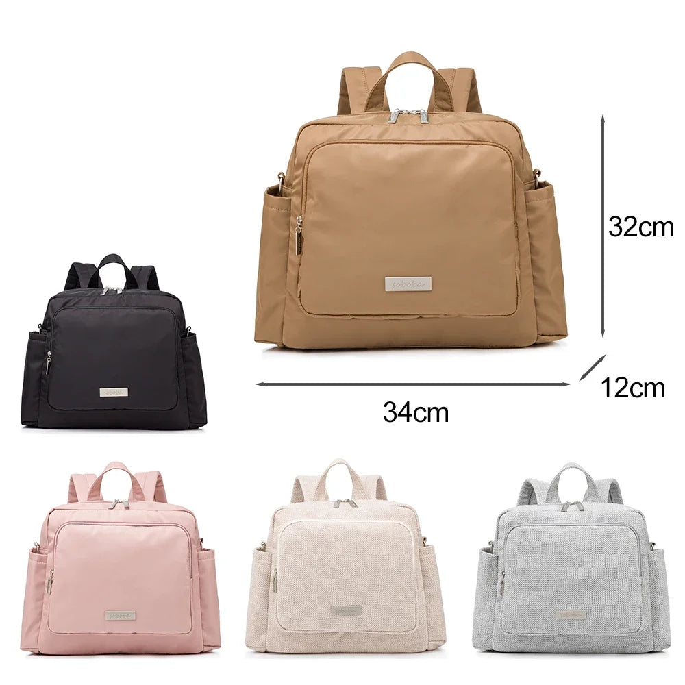 Soboba 2023 Waterproof Diaper Backpack – Large Capacity Travel Bag for Mothers, Solid Polyester Baby Nappy Bag for Newborns - Kidzy Market