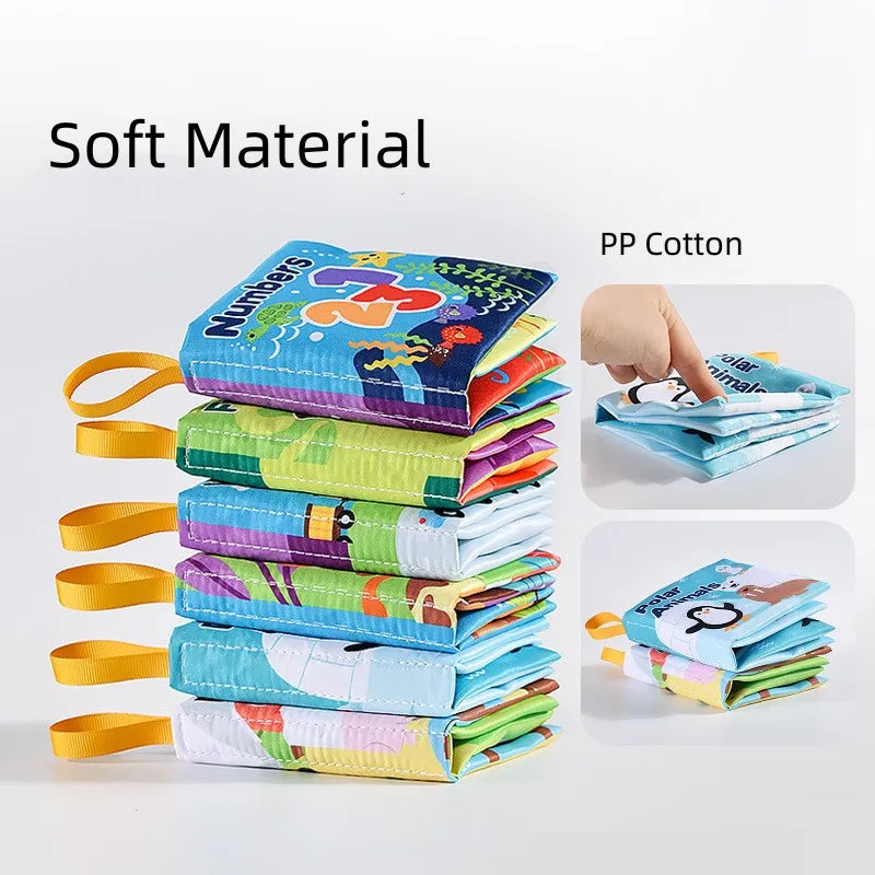 Visual Stimulus Cloth Book - Montessori Early Educational Toy, Cartoon Activity Fabric Book for Toddlers, Kids Gift for Babies