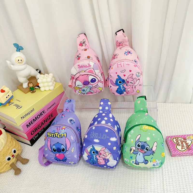 Kawaii Stitch Disney Girls Chest Bag – Cute Mini Outdoor Shoulder Bag for Boys & Girls, Children Zipper Waist Bag, Xmas Gift - Kidzy Market