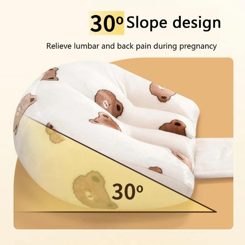 Soft Maternity Pillow – Pregnancy Pillow Support for Back and Belly of Pregnant Women, Printed Bear Pattern Sleeping Pillow
