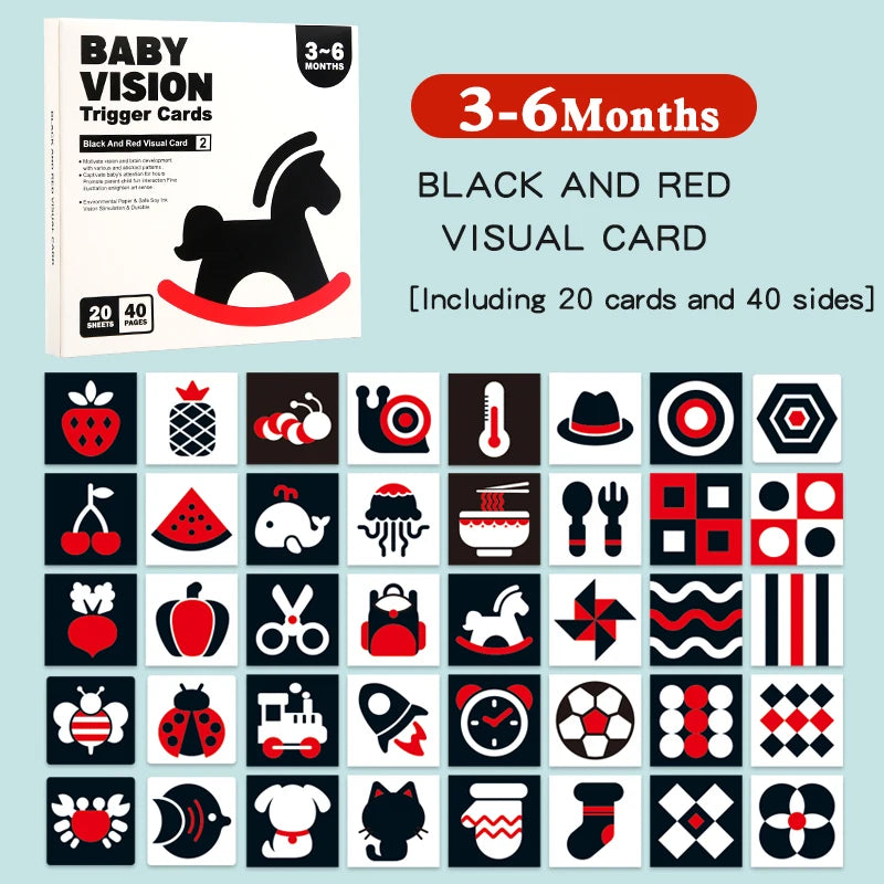 Baby Visual Stimulation Cards - Montessori High Contrast Flash Cards, Infant Gift for Children, Cognition Toy