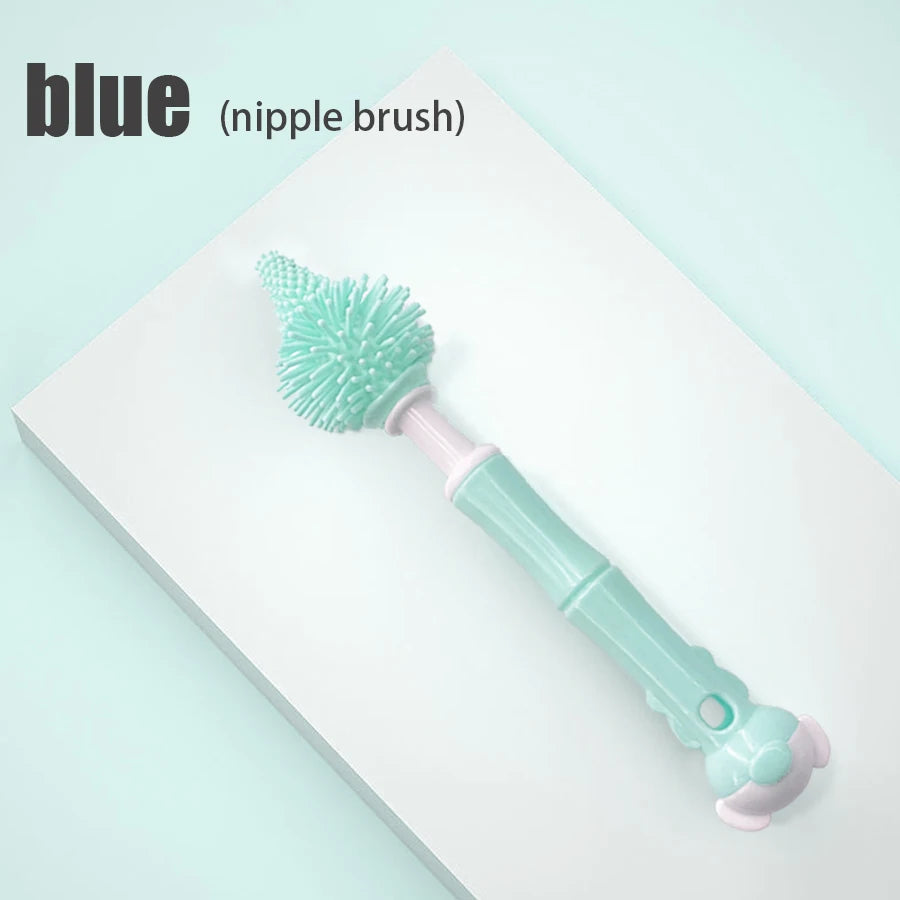 Baby bottle nipple cleaning brush made of liquid silicone, ideal for cleaning children's cups and nipples—an essential home item.