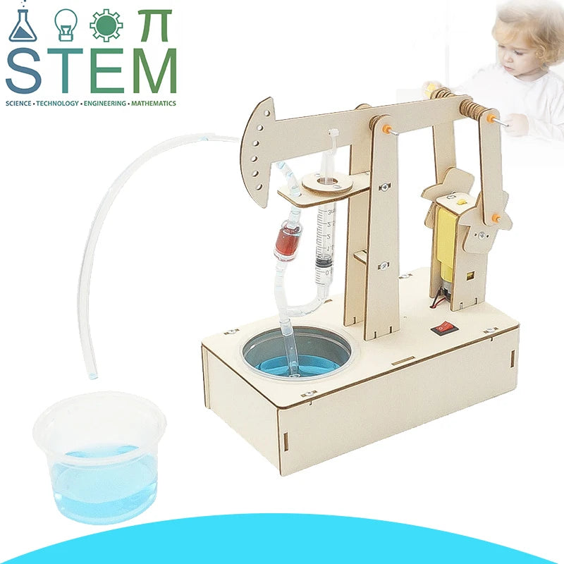 Kids STEM Toys DIY Pumping Unit, Assembling Model Kits, Water Pump Experiment Technology Puzzle Toy Gift