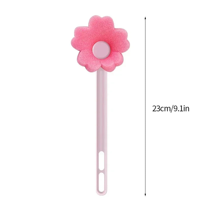Baby Bottle Cleaner Brushes, Long Handle Cup Scrubber, Kitchen Cleaning Tools, Pink Sponge Brush for Bottle Cleaning