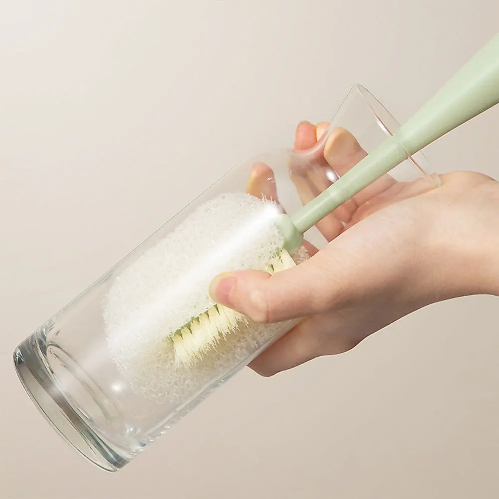 Long Handle Bottle Brush Cleaner, Removable Cup Scrubber, Sponge Washing Brush for Kitchen & Bottle Cleaning