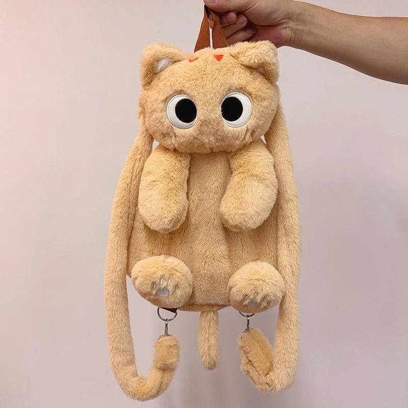 Black Cat Plush Backpack – Big Eyes Kitten Doll Large Capacity Soft Toy Shoulder and Crossbody Bag