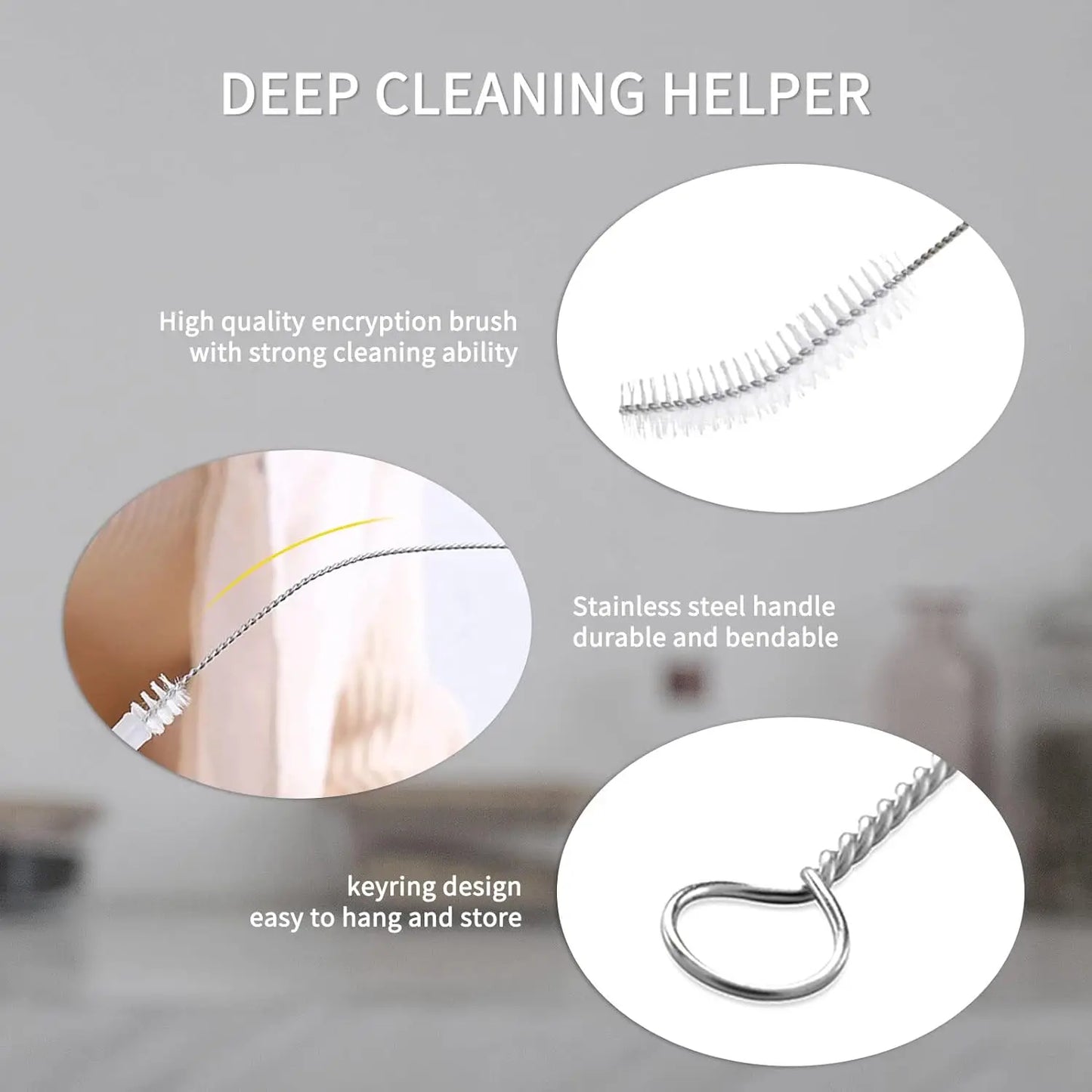 Living and Giving 3-Piece Set of Bottle Cleaning Brushes - Kitchen Nylon Multifunctional Cleaning Brush Set