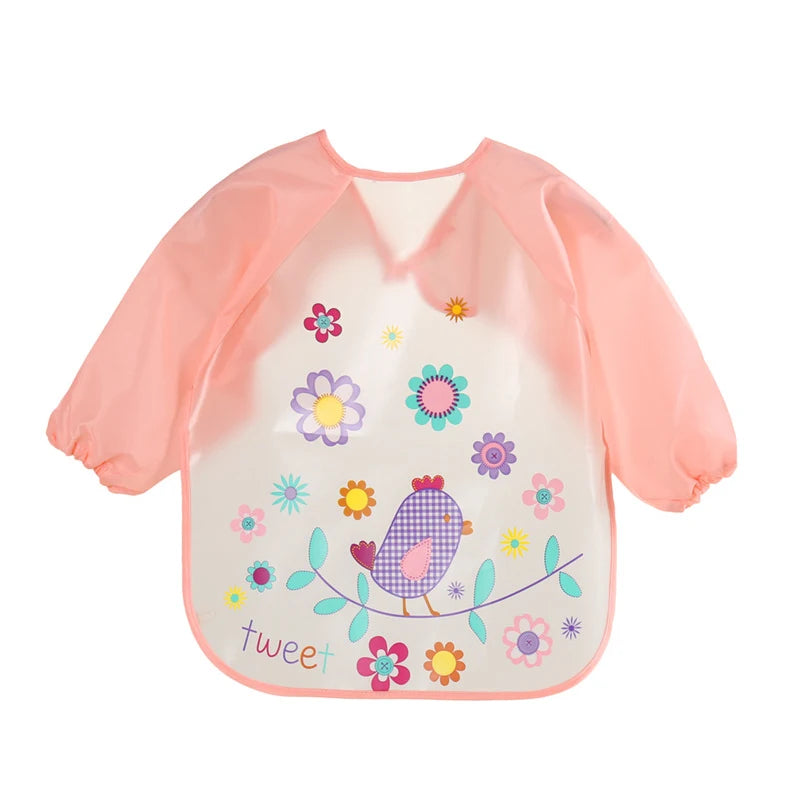 0-3 Years Baby EVA Waterproof Anti-Dirty Bib – Long Sleeve Strap Coat with Cute Cartoon Pattern, Dirt-Proof Soft Feeding Bib & Burp Cloth - Kidzy Market