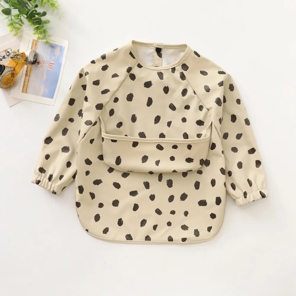 Waterproof Long-Sleeve Baby Bib with Pocket – Full-Cover Feeding Apron & Smock - Kidzy Market